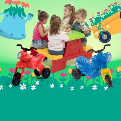Kismotorok, járgányok, piknikasztalok, kerti házikók gyerekeknek készleten a Játéktenger webáruházban