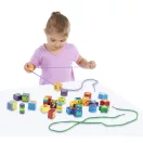 Melissa & Doug Fa készségfejlesztő játék, Fűzős gyöngyök dobozban