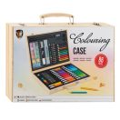 Művész készlet fa hordtáskában 33x23 cm, 86 db-os 