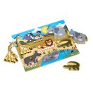 Melissa & Doug Fa készségfejlesztő játék, puzzle fogantyúval, szafari