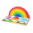Melissa & Doug fa készségfejlesztő játék, Azúrkék nyomok és te - szivárvány puzzle