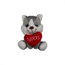 Ülő plüss Valentin napi kutyák szívvel, 14 cm - többféle