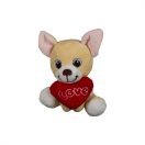 Ülő plüss Valentin napi kutyák szívvel, 14 cm - többféle