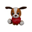 Ülő plüss Valentin napi kutyák szívvel, 14 cm - többféle