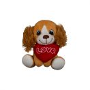 Ülő plüss Valentin napi kutyák szívvel, 14 cm - többféle