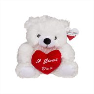 Plüss mackó piros szívvel, 22 cm
