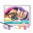 Festés számok szerint, képkerettel - kutyus és cica