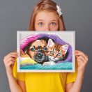 Festés számok szerint, képkerettel - kutyus és cica