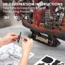 CubicFun 3D puzzle Queen Anne bosszúja kalózhajó, bíbor változat 