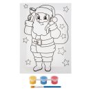 Karácsonyi vászon festő, festékkel és ecsettel - Mikulás