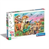  Clementoni Puzzle 104 db Super Color - Dinoszauroszok földje