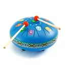 Djeco Blue Metal drum - Rezgőnyelves nagy acél dob játékhangszer, 11 hang
