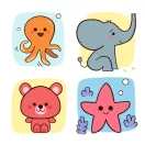Djeco Step by Step Babies & Co - Rajzolás lépésről lépésre, Állatkölykök