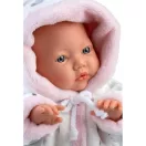 LLorens Lány csecsemő baba puha nyuszifüles overálban 31 cm