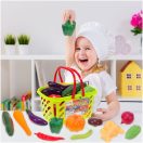 Műanyag zöldségek kosárban, 20 db