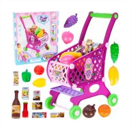 Rózsaszín bevásárlókocsi termékekkel