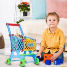 Kék bevásárlókocsi termékekkel