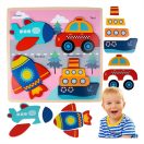 Fa készségfejlesztő puzzle, járművek
