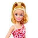 Barbie Fashionista barátnők stílusos divatbaba - piros-rózsaszín virágmintás ruhában