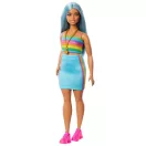 Barbie Fashionista barátnők stílusos divatbaba - 65. évfordulós baba szivárványos topban