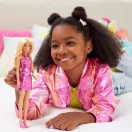 Barbie Fashionista barátnők stílusos divatbaba - fényes pink miniruhában