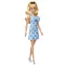 Barbie Fashionista barátnők stílusos divatbaba - kék masnis ruhában