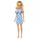 Barbie Fashionista barátnők stílusos divatbaba - kék masnis ruhában