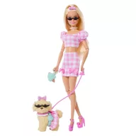   Barbie Kiskedvenc divatduó - Barbie rózsaszín kockás ruhában, kutyussal
