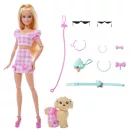 Barbie Kiskedvenc divatduó - Barbie rózsaszín kockás ruhában, kutyussal