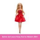 Barbie Fashionista divatbaba - Mattel 80. évfordulós baba rubinvörös ruhában