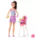 Barbie Bébiszitter játékszett - Etetőszék szett