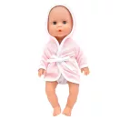 Dolls World baba 30 cm fürdethető, fürdőköpenyben, bilivel, cumisüveggel