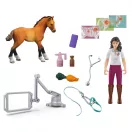 Schleich 42704 Horse Club Mobil állatorvos kisteherautó lószállító utánfutóval