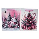Karácsonyi papírtasak rózsaszín 26*32*10 cm, többféle